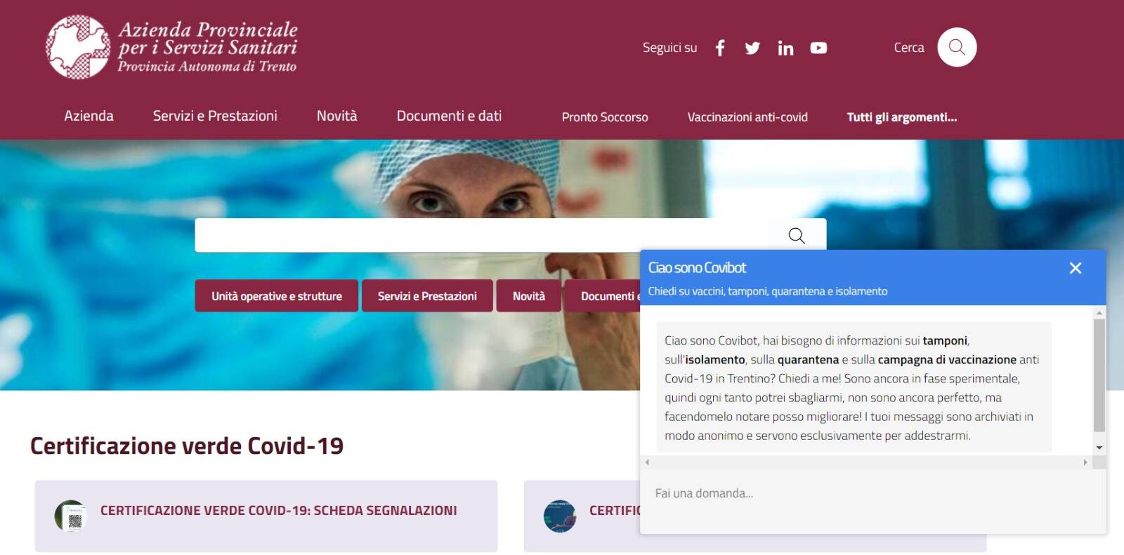 Immagine: home page apss covibot.jpeg Creative Commons Attributon–ShareAlike 4.0 International (CC BY-SA 4.0)